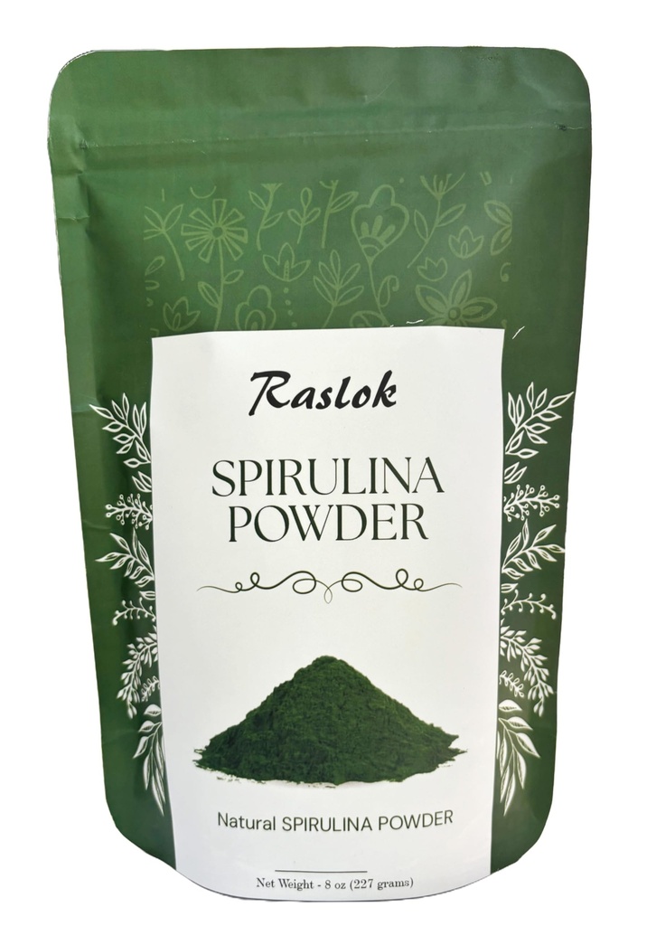 Raslok Pure Spirulina Powder | Immune Support and Antioxidants | No Filler & Non-GMO, Rich in Vegan Protein (8 Oz)