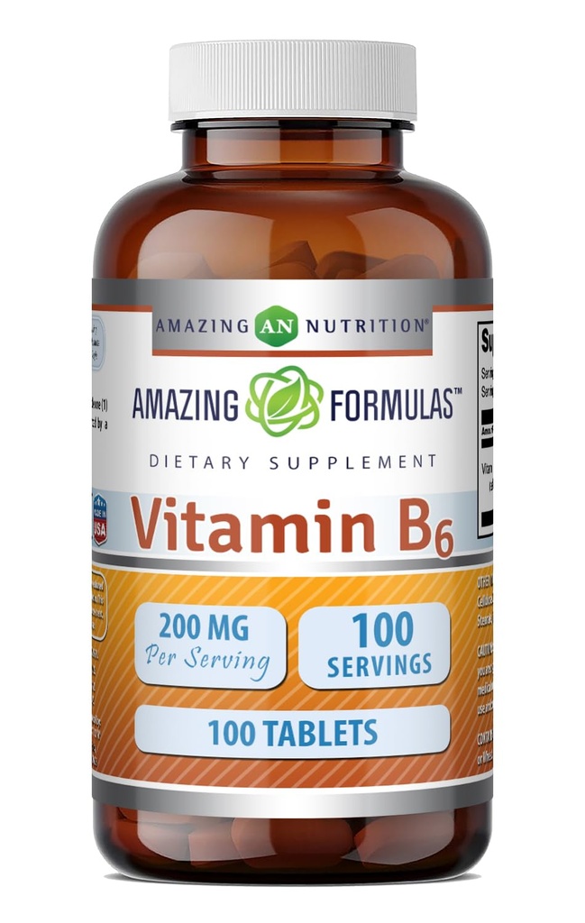 Amazing Formulas Vitamin B6 Pyridoxine 200mg 100 Tablets Συμπλήρωμα 