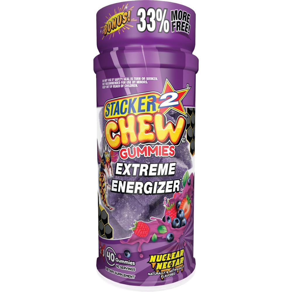Stacker2 Chew: Extreme Energy - 40 Gummies μπουκάλι
