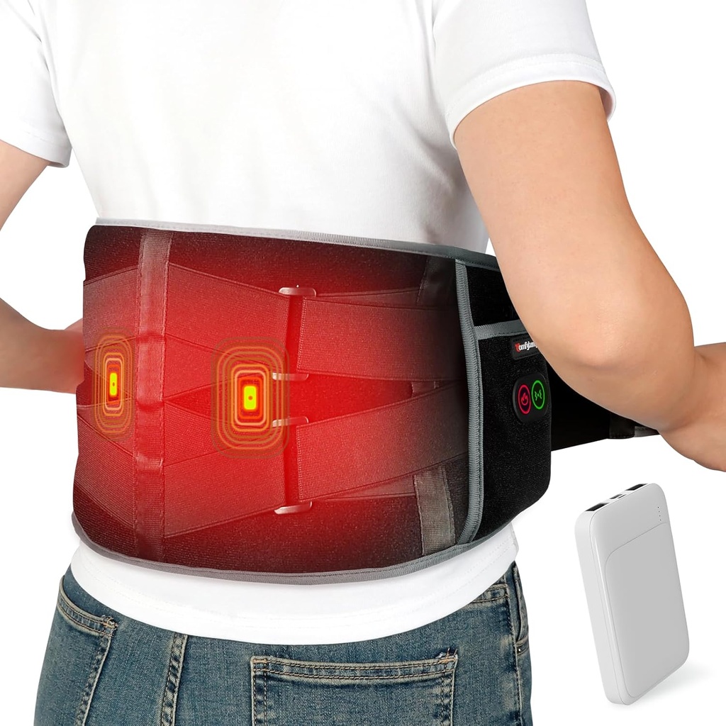 Comfytemp Cordless Θέρμανση Pad με Massager για την ανακούφιση του πόνου στην πλάτη, Φορητή χαμηλότερη πλάτη Massager FSA Επιλέξιμη HSA Επαναφορτιζόμενη, δώρα γενεθλίων για γυναίκες άνδρες μαμά μπαμπάς Seniors Χριστούγεννα 3 Θερμότητα 30 Auto-off