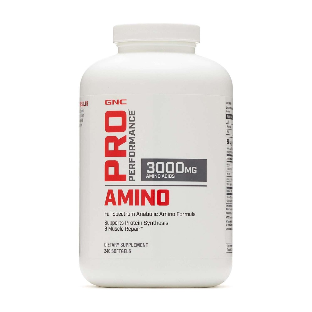 GNC Pro Performance Amino 3000mg, 240 Softgels, Υποστηρίζει τη σύνθεση πρωτεϊνών και την επισκευή μυών