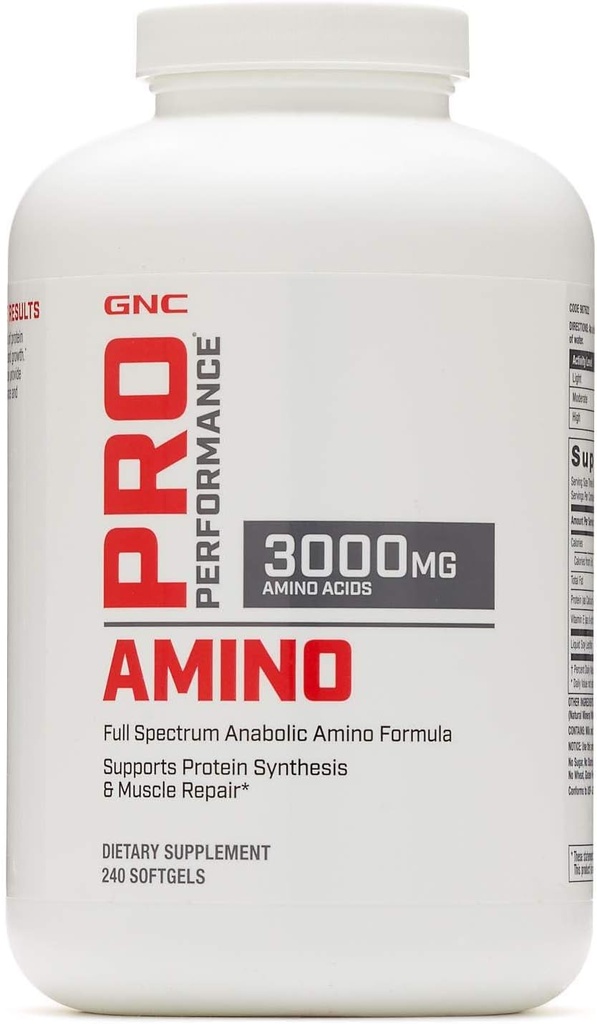 GNC Pro Performance Amino 3000mg, 240 Softgels, Υποστηρίζει τη σύνθεση πρωτεϊνών και την επισκευή μυών