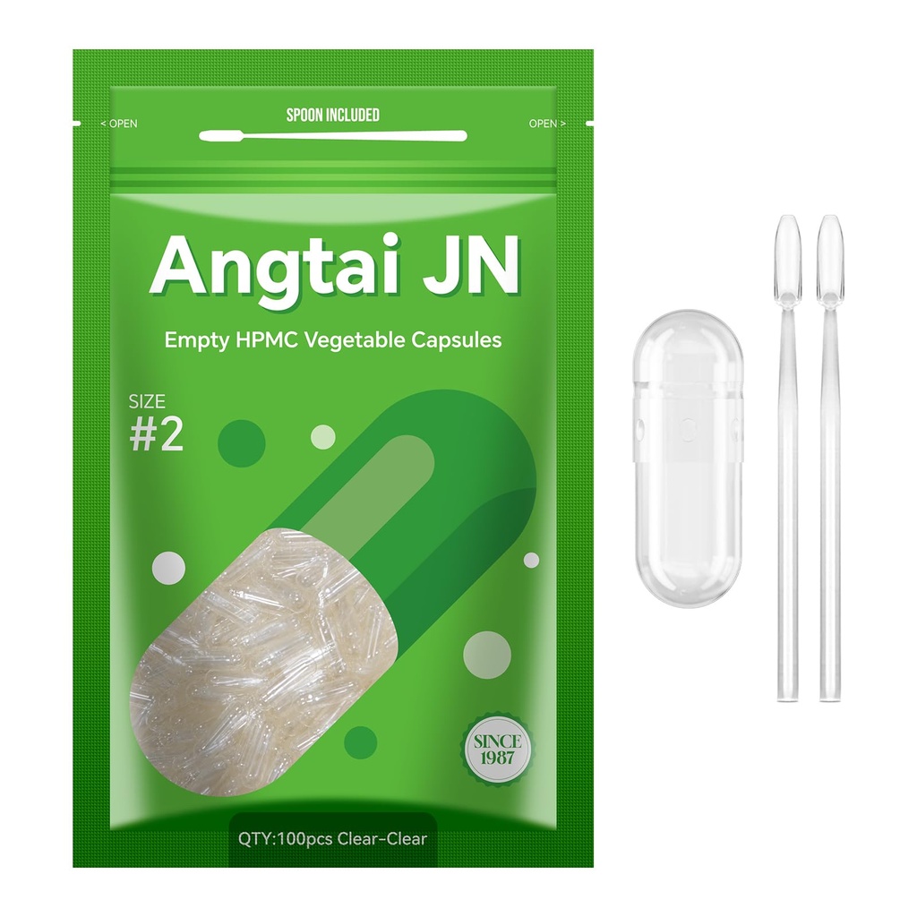 Vegan Empty Pill Caps Μέγεθος 2 Plant Based Clear (100 Count) Χωρίς γλουτένη, Μη ΓΤΟ, Halal Certified Caps Filling Kit with 2 Spoons for Vegetarian DIY Τα δικά σας συμπληρώματα