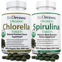 BioOptimal Chlorella Spirulina - Bundle - Βιολογικά δισκία χορελών & Βιολογικά δισκία σπιρουλίνας, 120 Count Each, Premium Quality 4 Organic Certifications