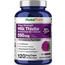 NusaPure Milk Thistle 50:1 Extract, 550 mg Ισοδύναμο με 27.500mg 120 Κάψουλες Veggie Non-GMO, Vegan Max Strength - Standardized 80% Silymarin, Bioperine