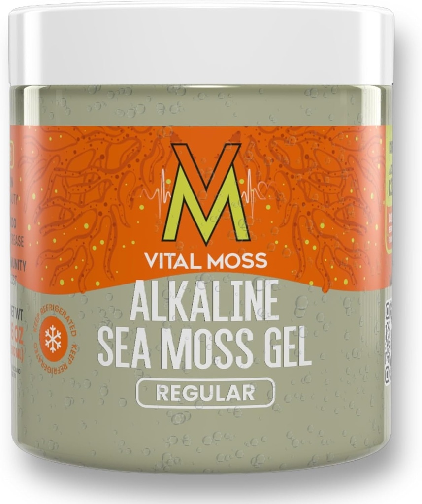 VitalMoss St Lucia Sea Moss Gel Κανονική, Wildcrafted Alkaline Sea Moss με Ορυκτές Βιταμίνες και Αντιοξειδωτικά, Thyroid και ανοσοποιητικό συμπλήρωμα υποστήριξης, Ακατέργαστη, Αγεύση και Vegan Φιλικό, 16oz