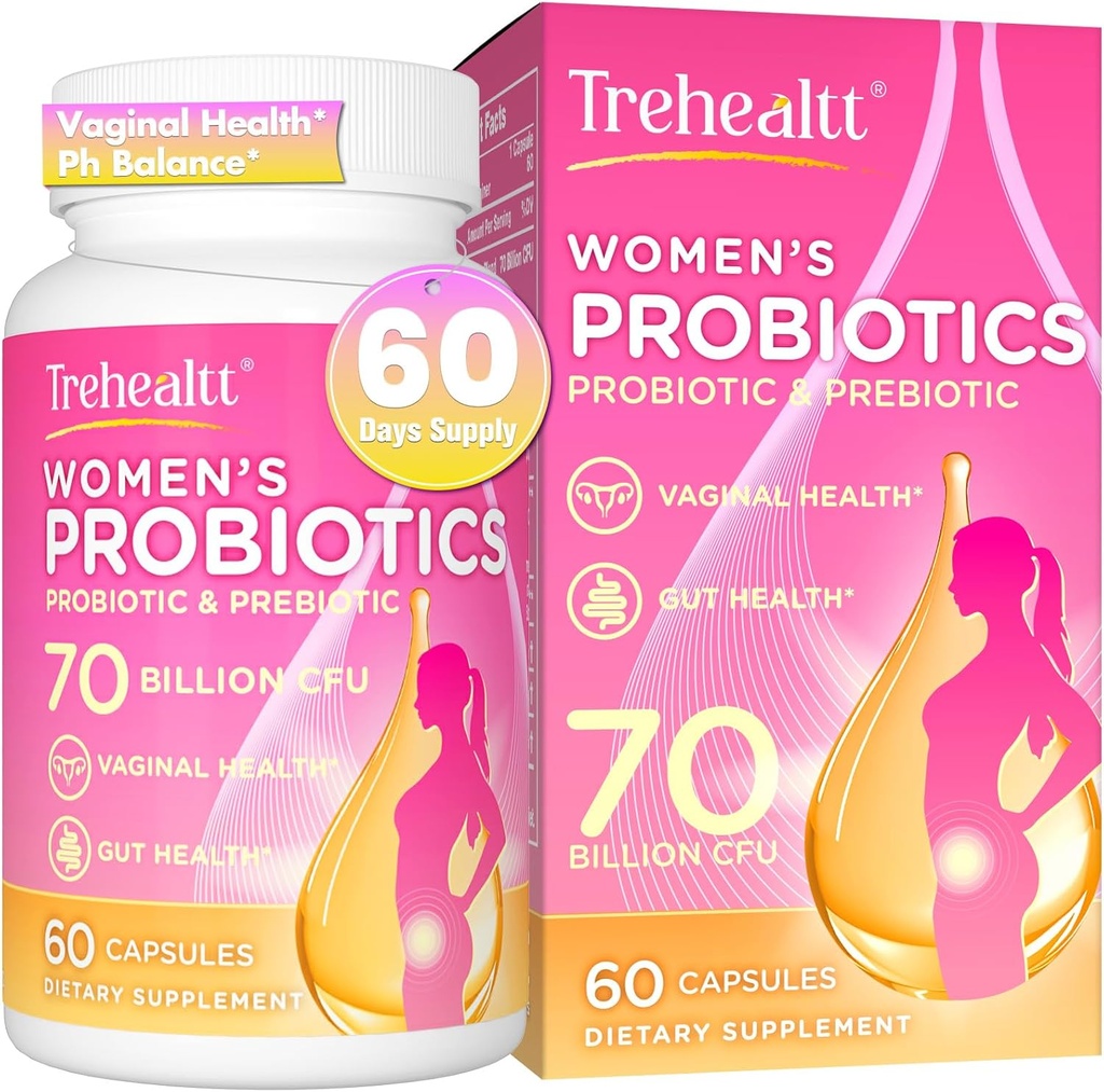 70 Billion CFUs Vaginal Probiotics, PH Balance with Probiotic & Prebiotic & D-Mannose, Women Probioticos for Odor & Flora, Yeast, vag, Urinary Health, GMO-Free, 60 Days Supply
