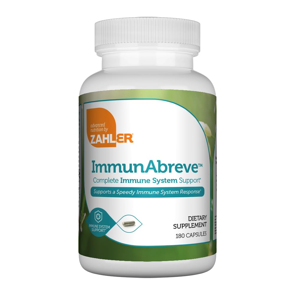 Zahler ImmunAbreve, Powerful Immune System Support, Contains Vitamin C Pantothenic Acid Echinacea and More, Certified Kosher (180 Capsules)