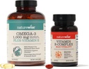 NatureWise 1000mg Ωμέγα 3 600mg EPA 400mg DHA με Βιταμίνη Ε 180ct & Βιταμίνη Β Complex για Κυτταρική Ενέργεια 60 Softgels[2-Month]