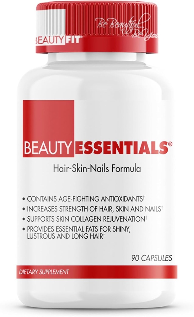 Ομορφιά Fit BeautyEssentials Hair-Skin-Nails Formula Κάψουλες - Formulated with Vitamins and Antioxidants - Αυξάνει τη δύναμη των μαλλιών, του δέρματος, των νυχιών - Παρέχει Βιοτίνη, ψευδάργυρο, Υαλουρονικό οξύ - 90 Count