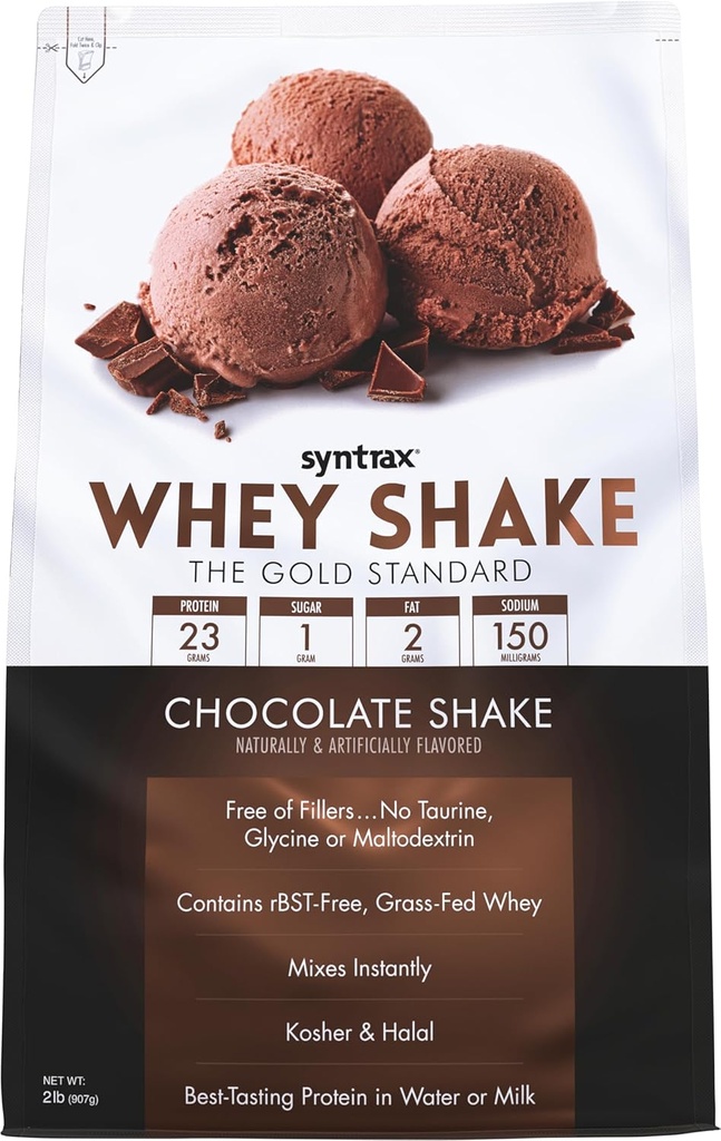 Syntrax Nutrition Whey Shake, Ψυχρό Φιλτραρισμένο & Μη μετουσιωμένο Whey Protein Powder Blend, Σοκολάτα Shake, 2 lbs