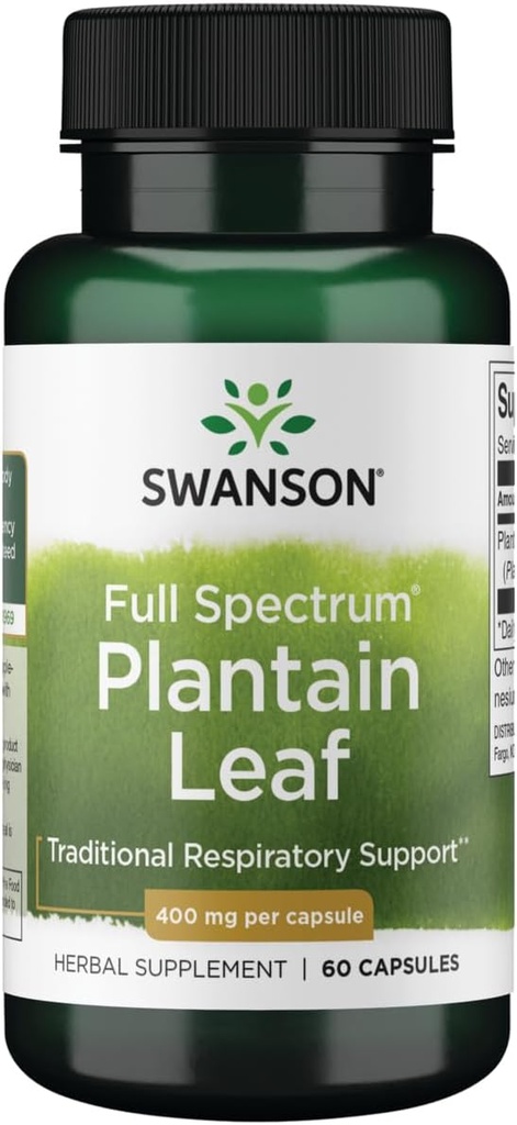 Swanson Full Spectrum Plantain (Leaf) Plantago Major 400 Milligrams 60 Κάψουλες
