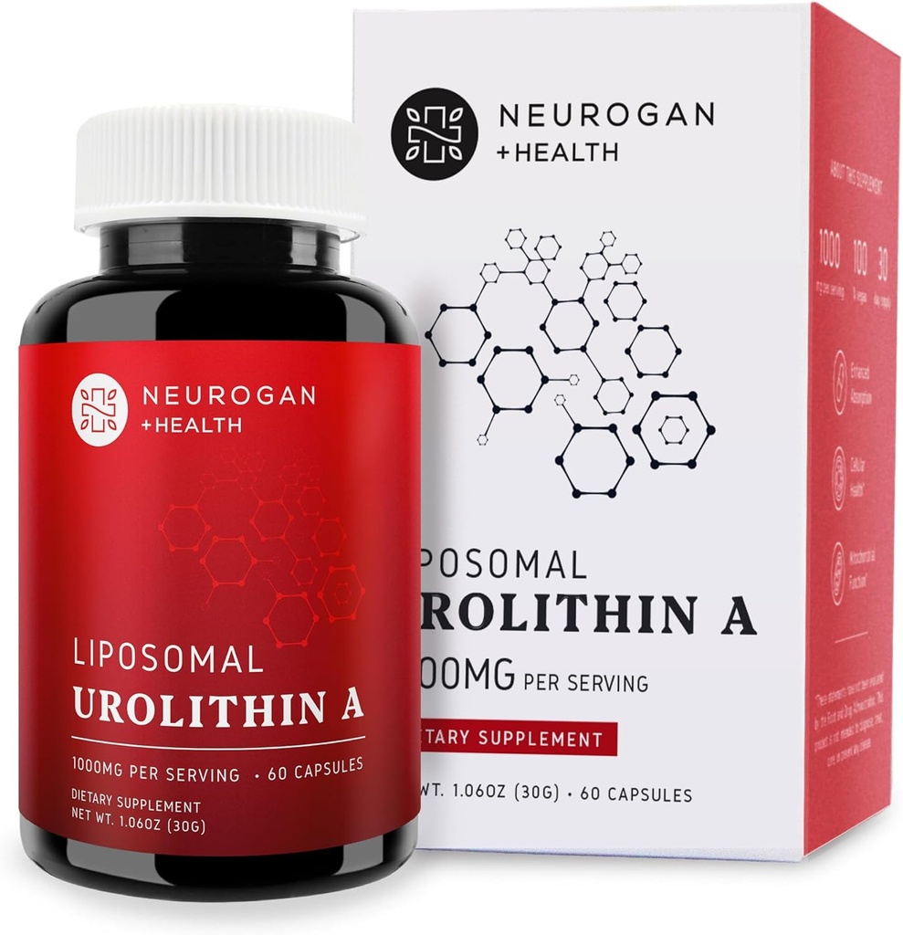 Neurogan Liposomal Urolithin A Κάψουλες - Liposomal Techology for Consistency Cellular Health Post Biotic Supplement for Gut Wellness - Πάρτε 2 Καθημερινά (60 κάψουλες, 1000mg ολική εξυπηρέτηση)