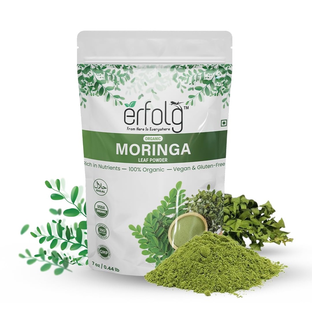Erfolg 100% Βιολογική Moringa Oleifera Leaf Powder 7 oz - 0,44lb 
