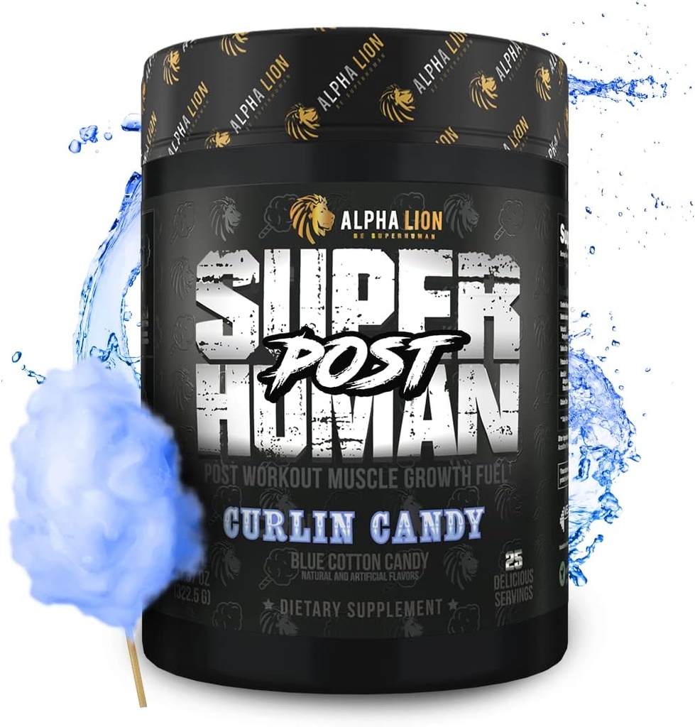 ALPHA LION Superhuman Post, Post workout Recovery, Fast Acting Post Workout για άνδρες και γυναίκες (25 υπηρεσίες, Curlin Candy)