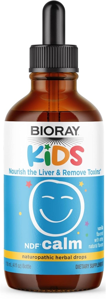 BIORAY Kids NDF Calm, Βανίλια - 4 fl oz - Nourish Το ήπαρ & Αφαιρέστε το τοξίνες - Μη-GMO, Vegan, Χωρίς γλουτένη - 2-4 Μήνες προσφοράς