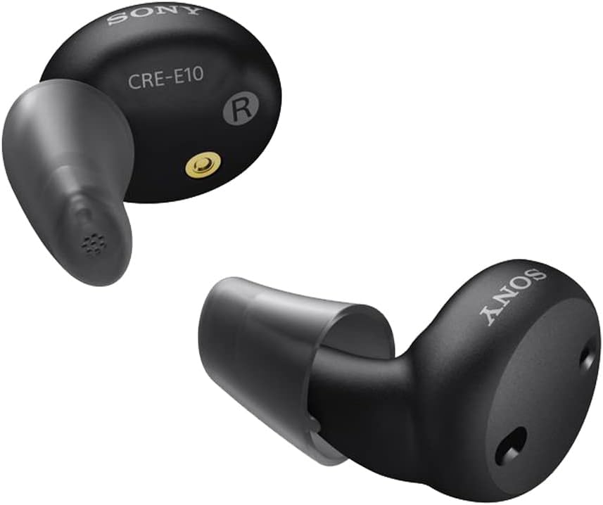 Sony CRE-E10 Αυτοσυμπληρωματικά Βοηθήματα Ακρόασης για Ήπια έως Μέτρια Απώλεια Ακρόασης, Ποιότητα Ήχου Συνταγών-Γκραντ, Άνετος Σχεδιασμός Ωτοασπίδων, Bluetooth Ενεργοποίηση για iOS, και Επαναφορτιζόμενη Μπαταρία, Μαύρο