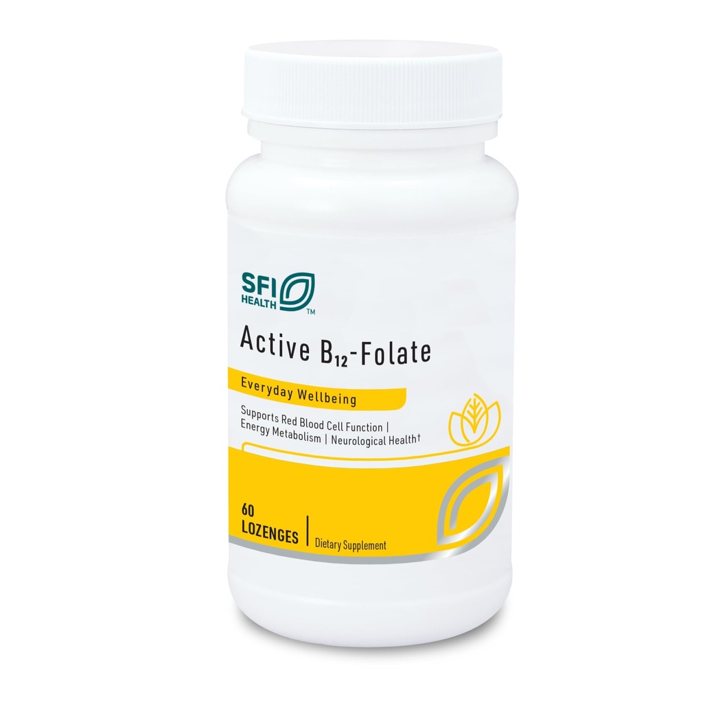 Klaire Labs SFI Health Active B12 - Folate Supplement - Disolvable Lozenge με Φολικό Μεθύλιο & Βιταμίνη Β12 Methylcobalamin - Εξαιρετικά Απορροφήσιμη - Υποστήριξη Υγιεινή Mood, Energy & Cognition (60 Count)