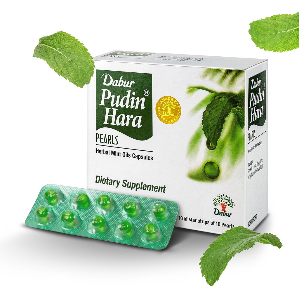 Dabur Pudin Hara Pearls - Καθημερινή Digestive Care Συμπληρώματα για τους άνδρες και τις γυναίκες, Βοηθά Abate Συμπτώματα του Bloating, της οξύτητας, της μελαγχολίας και δυσπεψίας για την υγεία Digestive και Gut, 100 μετρούν (Pack of 10)