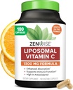 Zenwise Health Enhanced Abvorvation Liposomal Vitamin C Supplement - 1500mg Liposomal VIT C για την υποστήριξη του ανοσοποιητικού, Αντιοξειδωτικό & Natural Energy Boost - Organic & Gluten Free - Χωρίς γεύση, 180 κάψουλες