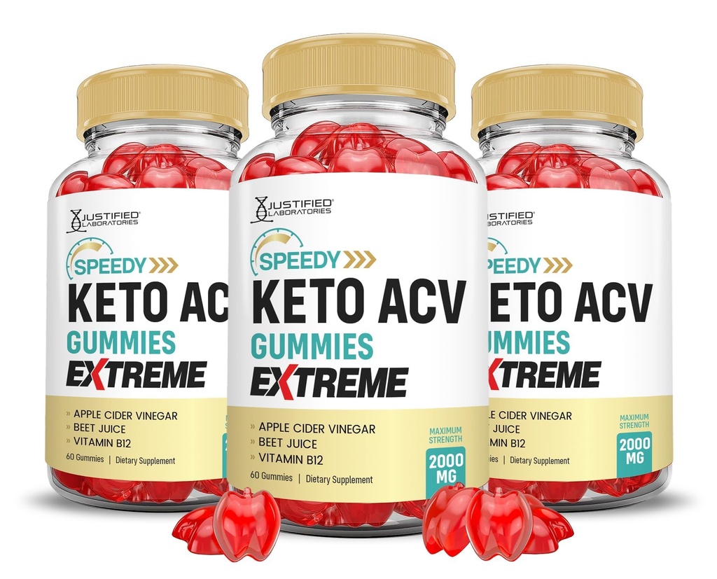 (3 Pack) Speedy Keto ACV Gummies Extreme 2000MG Speedy Keto Gummies Advanced Formula Apple Cider Vinegar with Roomegranate Beet Buice Powder B12 Vegan Non GMO 180 Gummys