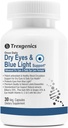 Trexgenics Dry Eyes & Blue Light Support Once Daily Vegetarian Formula with Lutein 10mg, Zeaxanthin 2mg, Bilberry, Ginkgo, Pine Bark, Vitamin C, Zinc & Vitamin A (30 Veg Capsules)