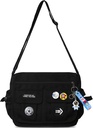 Μόδα Crossbody τσάντα με χαριτωμένο αξεσουάρ Nylon Casual τσάντα Messenger με κρεμαστό ελαφρύ τσάντα τσάντα Ταξιδιών Daypacks (μαύρο)