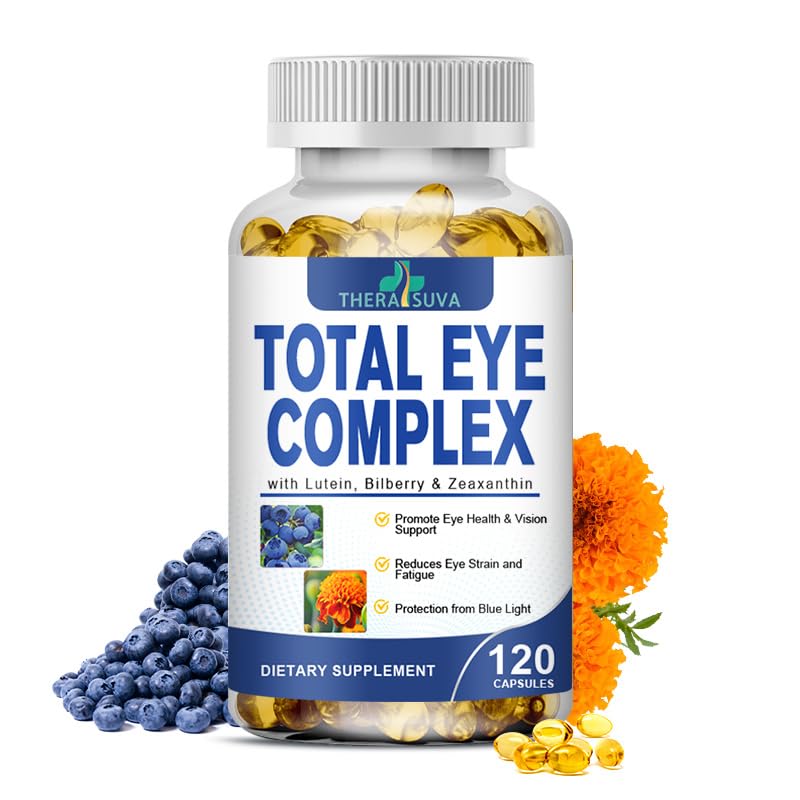 TheraSuva Total Eye Complex - Lutein + Bilberry + Zeaxanthin + Citrus Bioflavonoids - Ultra Vision Support Supplement for Healthy Eyes, 2 Month Supply, 120 Softgels