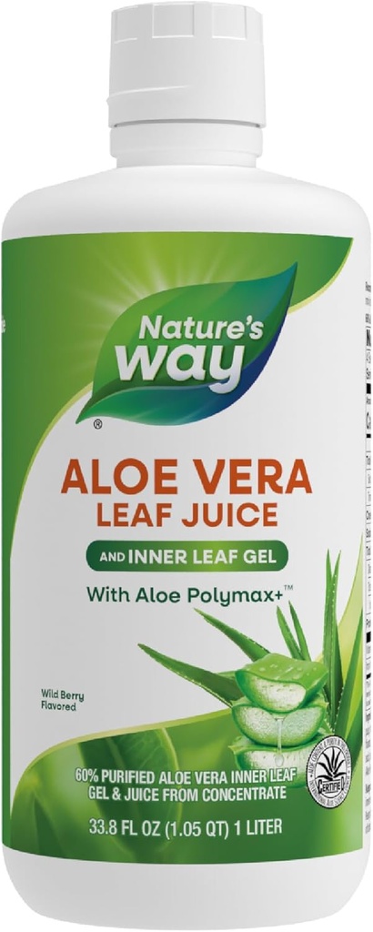Τρόπος της φύσης Aloe Vera Leaf Juice and Inner Leaf Gel, με Aloe Polymax+, Πιστοποιημένο για το περιεχόμενο και την καθαρότητα της αλόης, Wild Berry Flavored, 33.8 Fl Oz (Packaging May Vary)