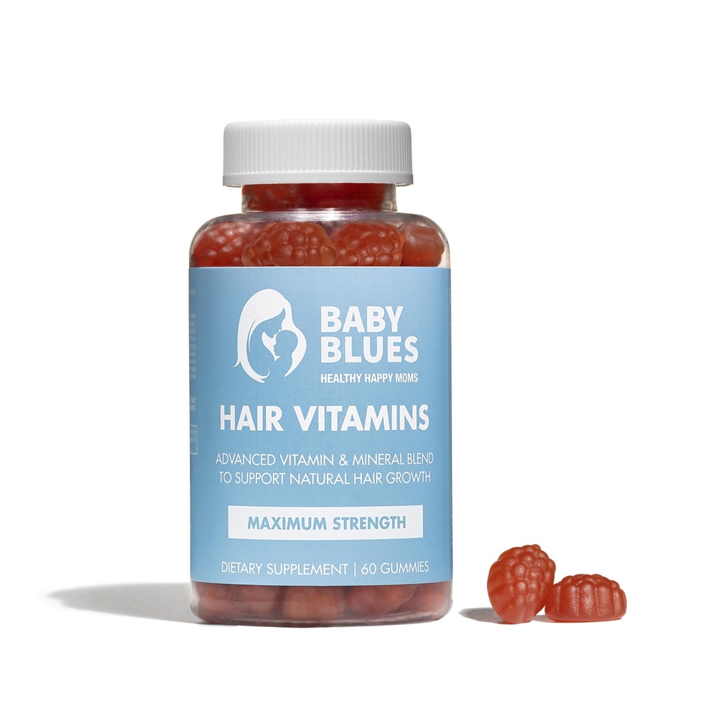 Baby Blues Postpartum Τριχόπτωση Βιταμίνες - Πάθος Φρούτα Gummies με Biotin, Collagen, & Folate