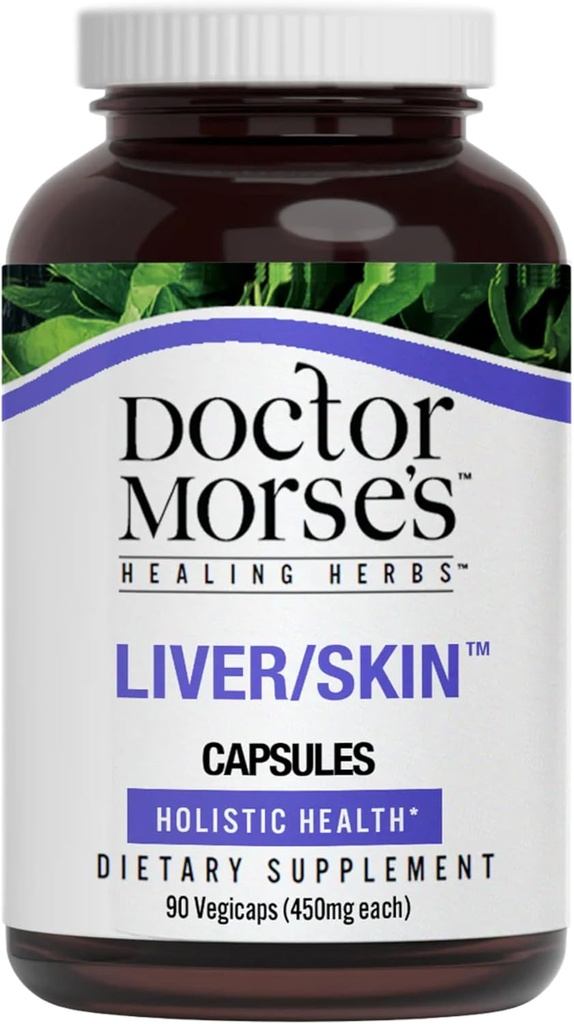 Doctor Morse's Liver/Skin Care Supplement - Natural Digestive System Health & Rebution Support - Naturopath Formated - Σπόροι γαϊδουράγκαθου γάλακτος, Burdock, Bayberry, Dandelion Root - 90 κάψουλες
