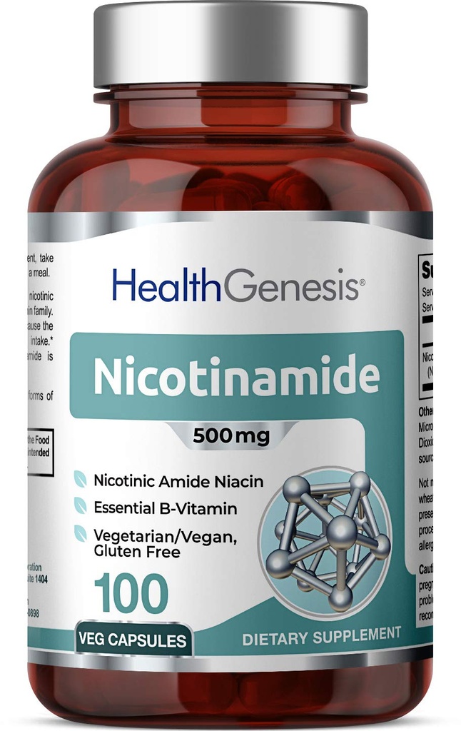 B-3 Νικοτιναμίδη 500 mg 100 Vcaps - Νικοτινικό αμίδιο Νιασίνη Φυσικό Flush-Free Βιταμίνη Φόρμουλα - Υποστηρίζει την υγεία των κυττάρων του δέρματος