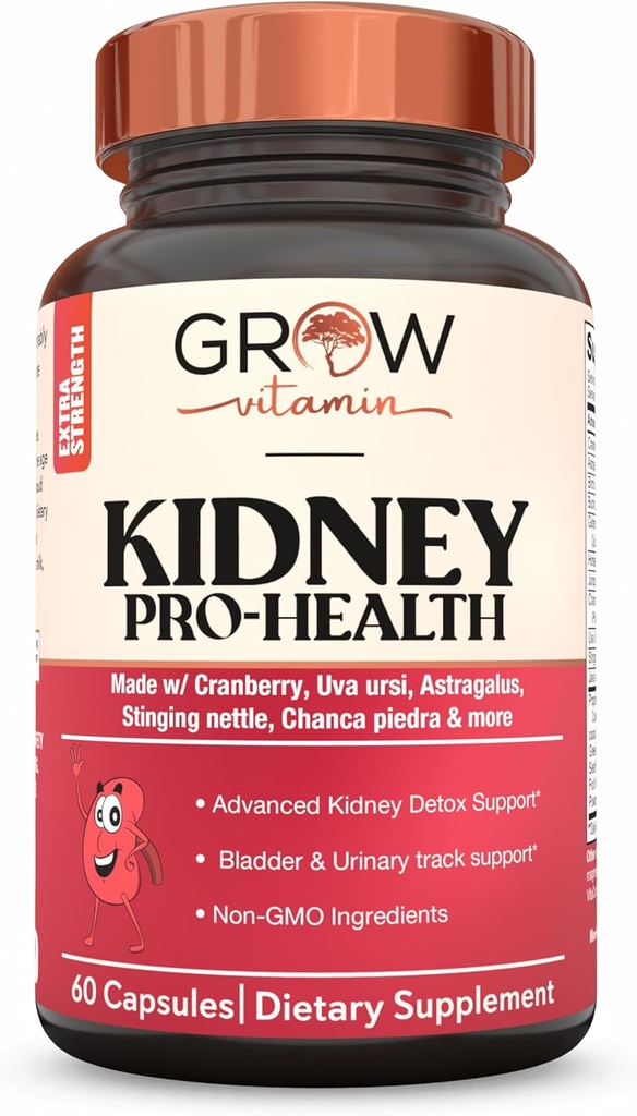 grow vitamin Premium Kidney Cleanse Supplement – Powerful Kidney Support Formula with Cranberry Extract Helps Support Healthy Kidneys & Urinary Tract Support– 60 Vegetarian Capsules