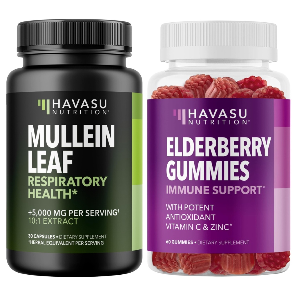 Elderberry Gummies + Mullein Leaf Capsules Immune Support Bundle
