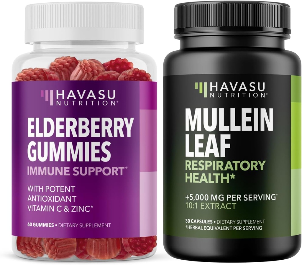 HAVASU NUTRITION Gummies Elderberry + Mullein Leaf Caps Immune Support Bundle
