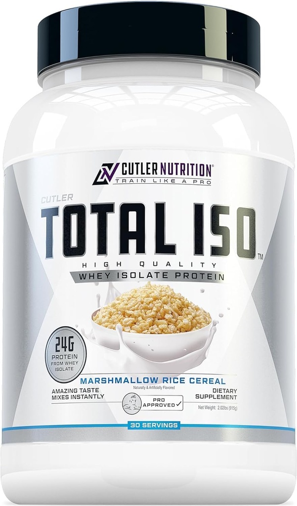 Σύνολο διατροφής Cutler ISO Whey Isolate Protein Powder: Best Tasting Whey Protein Shake, 100% Whey Protein Isolate, Perfect Post Workout Protein Powder Mix, Marshmallow Rice Cereal, 2 Λίρες