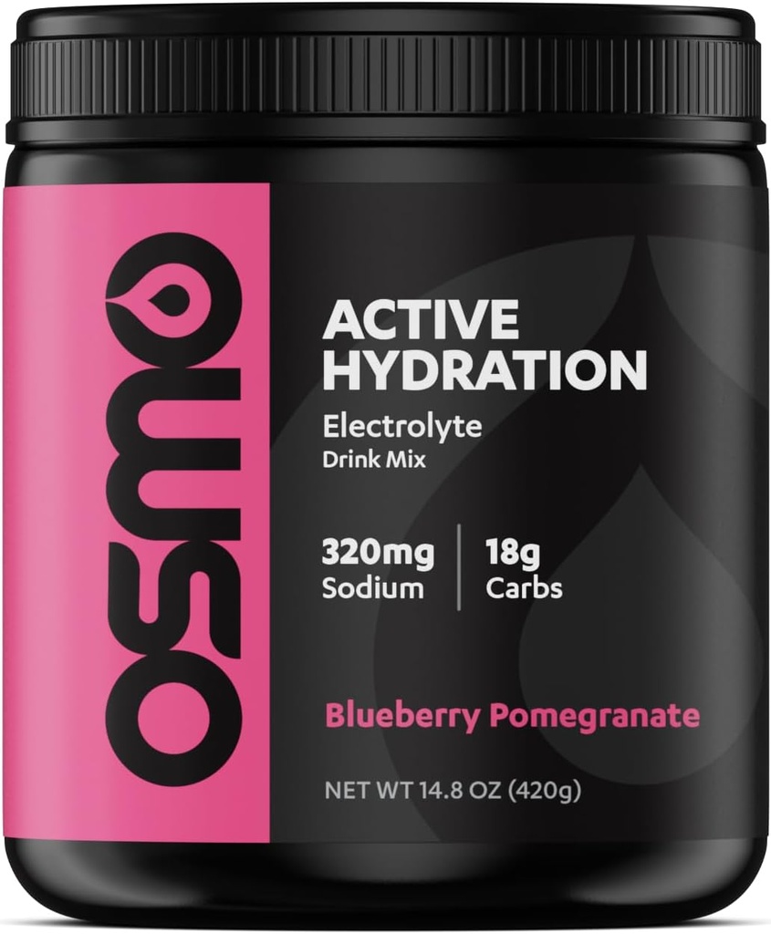 Osmo Active Hydration Electrolyte Powder (20 Servings) - Includes Sodium, Magnesium, Potassium, Carbs & Vitamins, Cane Sugar - All Natural, 3X Faster Hydration, Boosts Power & Endurance, Blueberry