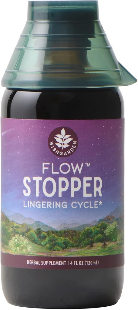 WishGarden Herbs Flow Stopper Linger Cycle (Wombstringe) - Φυτική Φυτική Φόρμουλα W/Shepherd's Purse & Witch Hazel, Μετριοπαθείς Breatkthrough Bleeding, Blood Flow & Spotting Ανάμεσα σε κύκλους, 4 ουγγιές