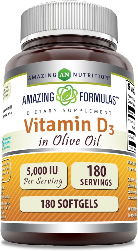 Amazing Formulas Βιταμίνη D3 με ελαιόλαδο 5000 IU συμπλήρωμα Softgels 