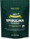 Βιολογική σκόνη Spirulina (16 ουγγιά): Φυσικά Vegan, προμήθειες φολικό, βιταμίνη B12, σίδηρος, Ωμέγα λιπαρά οξέα, GLA, Beta Carotene, Chlorophyl, Αμινοξέα