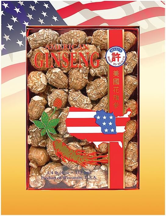 Hsu's SKU 0168-S4 American Ginseng Pearl Small Roots 4 oz Box – Premium 100% Wisconsin Καλλιεργείται ολόκληρο Ginseng Roots