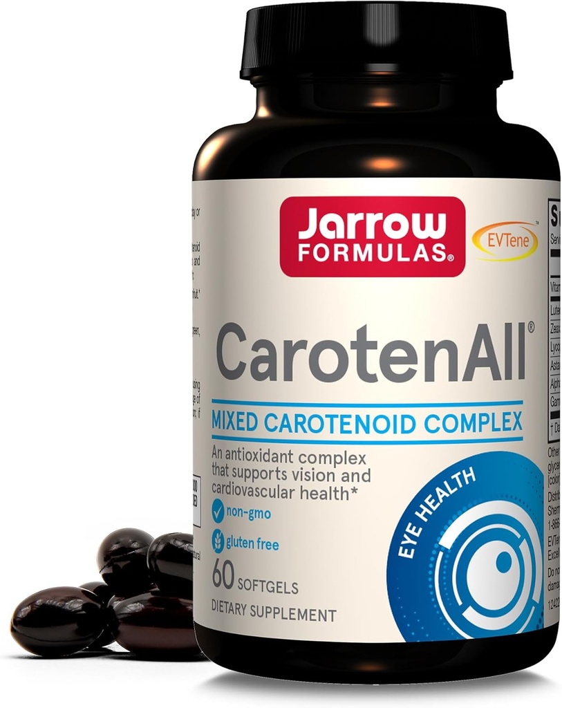 Jarrow Formulas® CarotenAll, Dietary Supplement, Antioxidant Support for Vision and Cardiovascular Health, 60 Softgels, Up to a 60 Day Supply