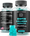 Biotin Gummies με κερατίνη & κολλαγόνο Peptides - Σύνθετη συμπλήρωμα για τη θεραπεία της ανάπτυξης των μαλλιών για άνδρες & γυναίκες δέρμα μαλλιών και τα νύχια Βιταμίνες – Biotin 10000mcg 