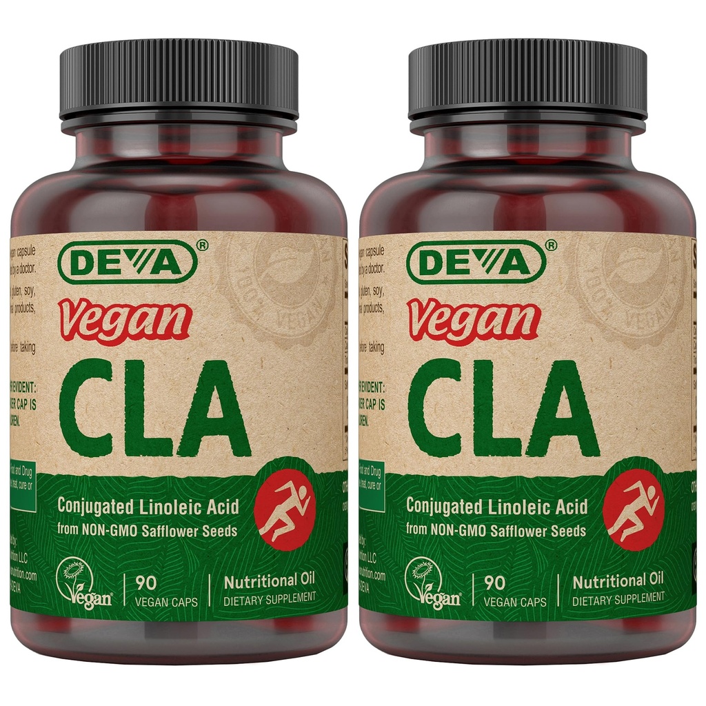 DEVA Βιταμίνες Vegan Conjugated Linoleic Acid (CLA), από Μη ΓΤΟ Λάδι Safflower, 90 Κάψουλες, 1-Pack