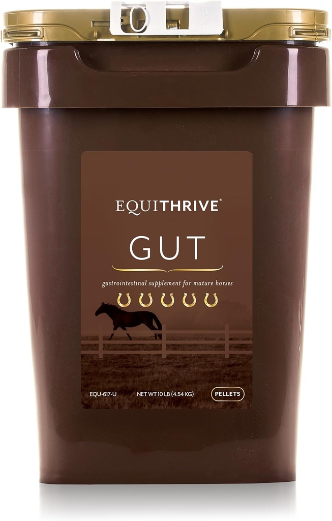 Equithrive Horse Gut Pellets με Probiotics, Psyllium Husk Powder, Sodium Bicarbonate και Omega 3 Λιπαρά Οξέα, συμπλήρωμα υποστήριξης για τα άλογα, 10 lbs