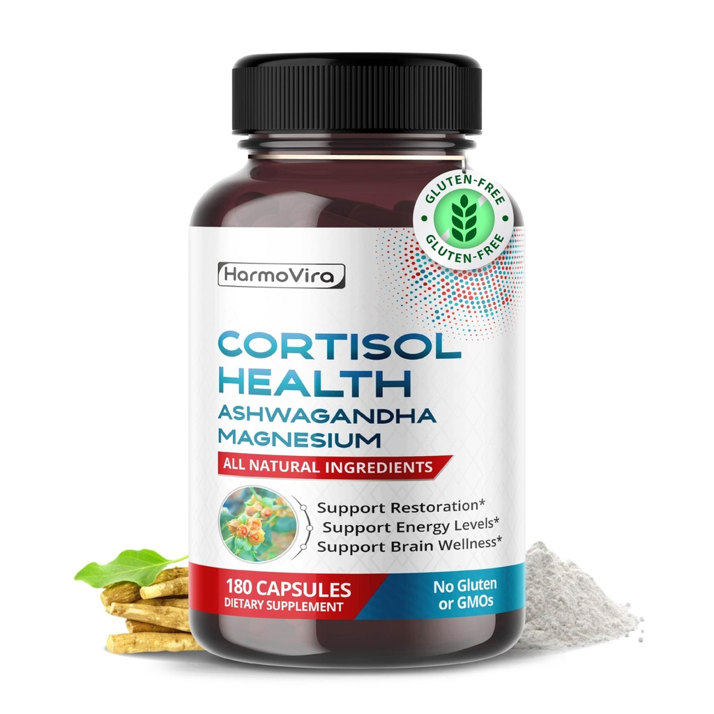 CORTISOL Υγεία - Ashwagandha Μαγνήσιο Rhodiola St. John's Wort - Υποστήριξη Αποκατάσταση, Ενεργειακά Επίπεδα, Εγκεφαλική Ευεξία 180 ημερών Προμήθεια - Κατασκευάζεται στις ΗΠΑ