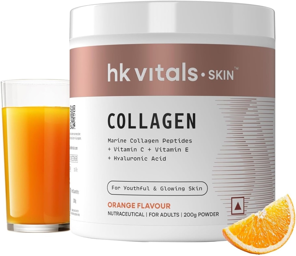 Vital.s Marine Collagen Supplement (Orange, 200 Gram) | Vitamin C, E, Sodium Hyaluronate | for Healthy Skin, Hair & Nails,Powder