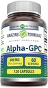 Amazing Formulas Alpha GPC Supplement | 600 Mg Per Serving | 120 Capsules | Non-GMO | Gluten Free | Made in USA