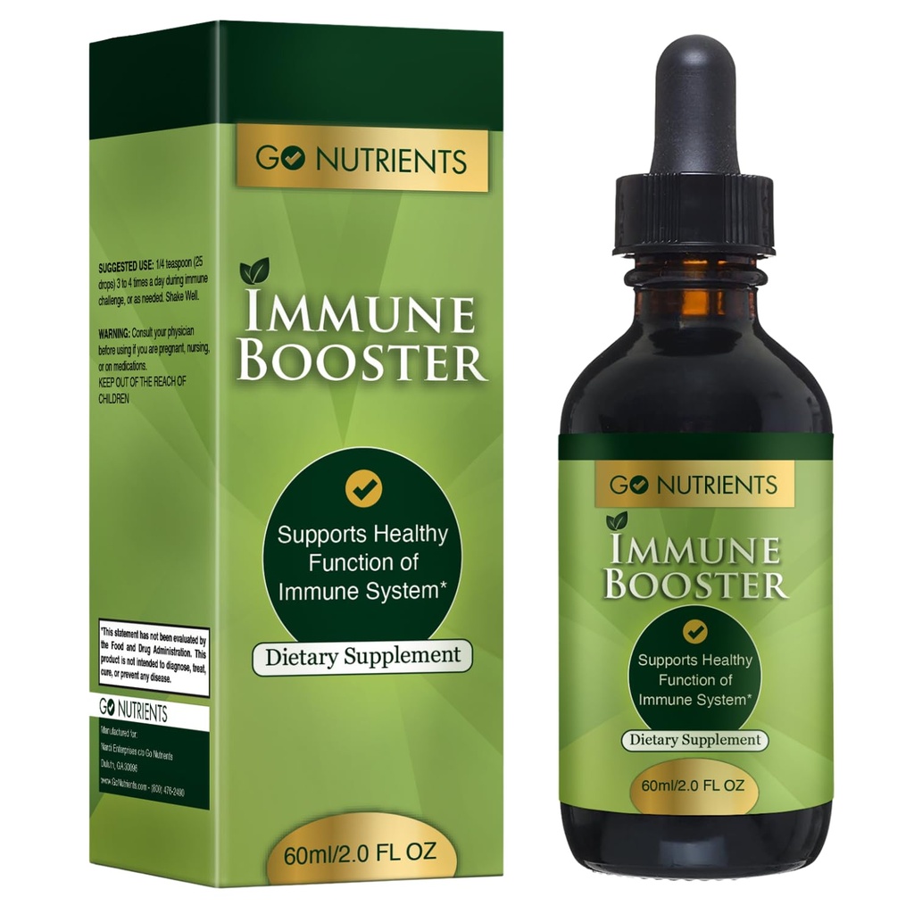 Go Nutrients Immune Booster – Liquid Herbal Support with Echinacea, Goldenseal & Usnea - 7 in 1 Ενισχύοντας την Άμυνα για Ενήλικες & Παιδιά 