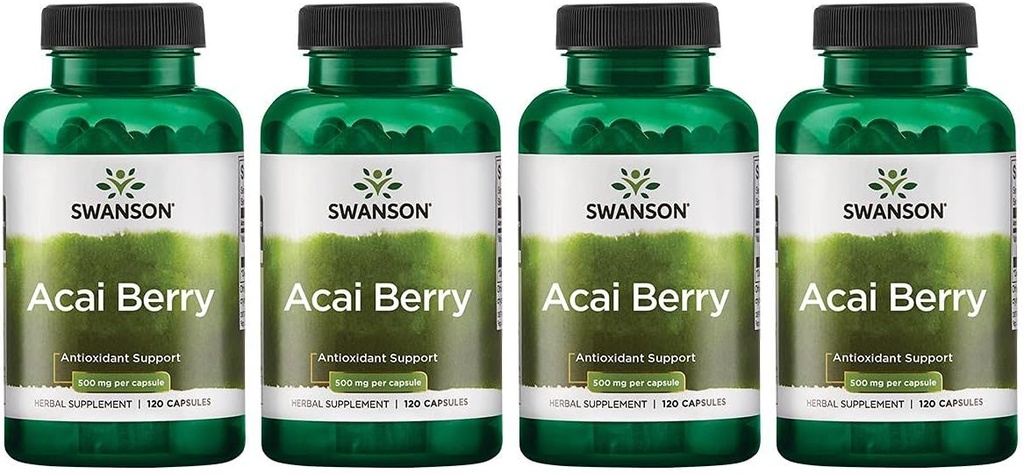Swanson Acai Berry Antioxidant Support 500 Milligrams 120 Capsules (4 Pack)